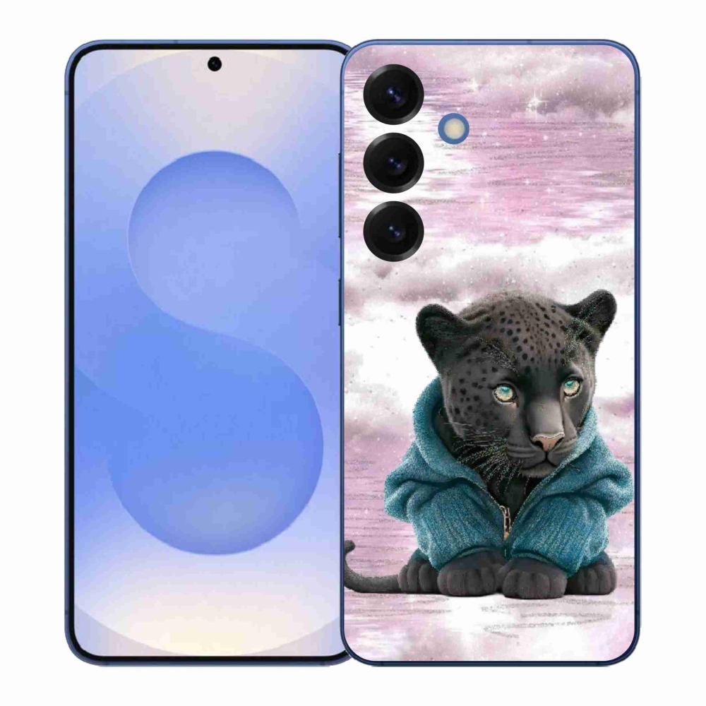 Gélový kryt mmCase na Samsung Galaxy S26+ - čierny panter vo svetri