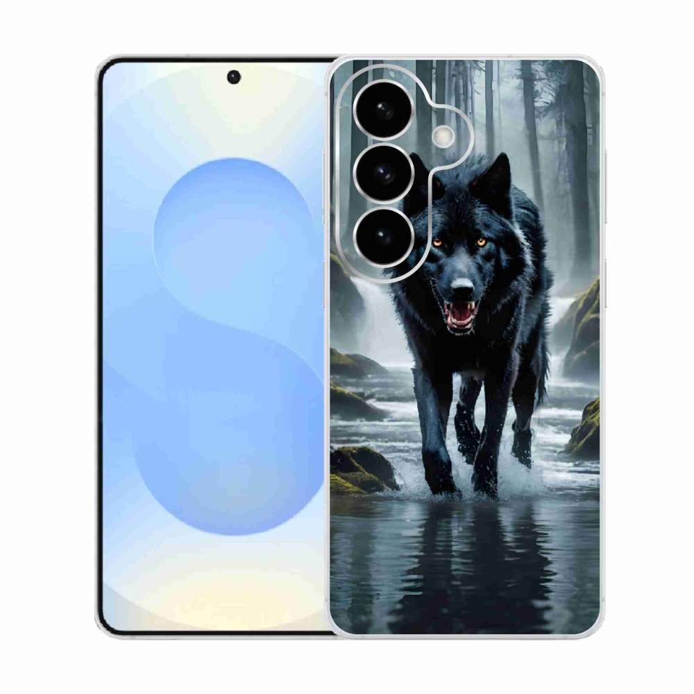 Gélový kryt mmCase na Samsung Galaxy S26 - čierny vlk
