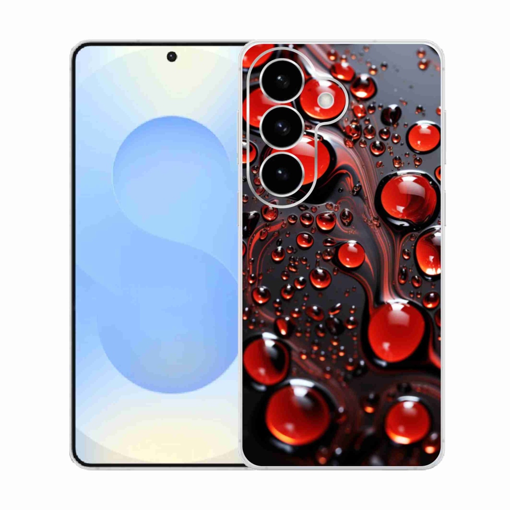 Gélový kryt mmCase na Samsung Galaxy S26 - červené kvapky 2