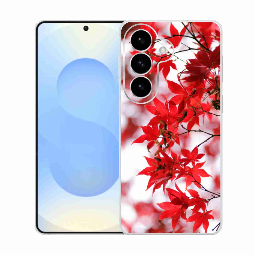 Gélový kryt mmCase na Samsung Galaxy S26 - červené listy