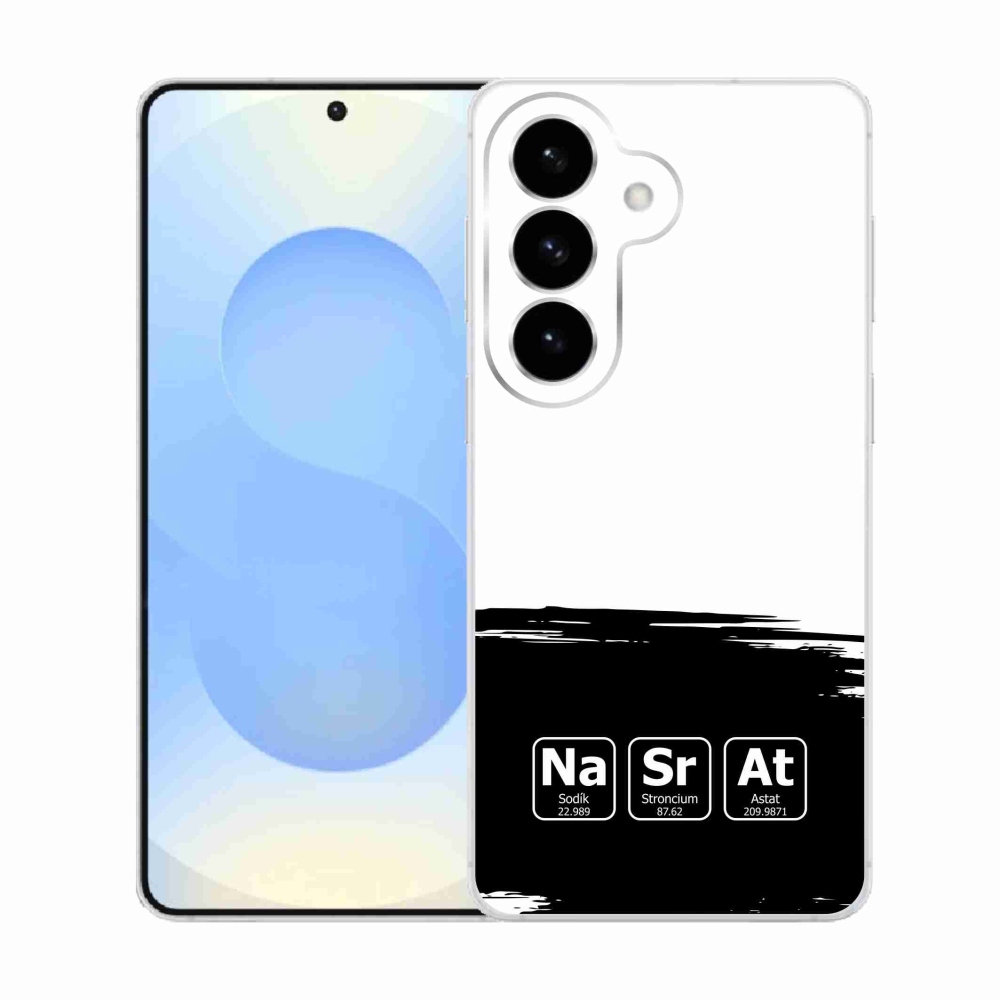 Gélový kryt mmCase na Samsung Galaxy S26 - chemické prvky čiernobiele pozadie