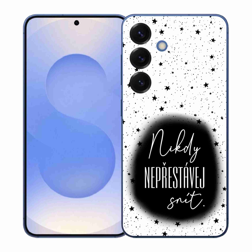 Gélový kryt mmCase na Samsung Galaxy S26+ - citát 1 čiernobiele pozadie