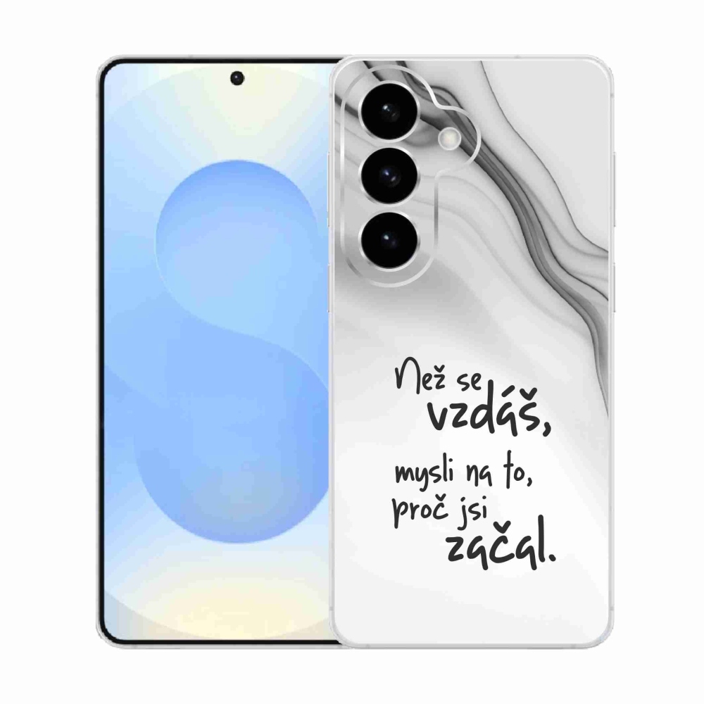 Gélový kryt mmCase na Samsung Galaxy S26 - citát 2 biele pozadie