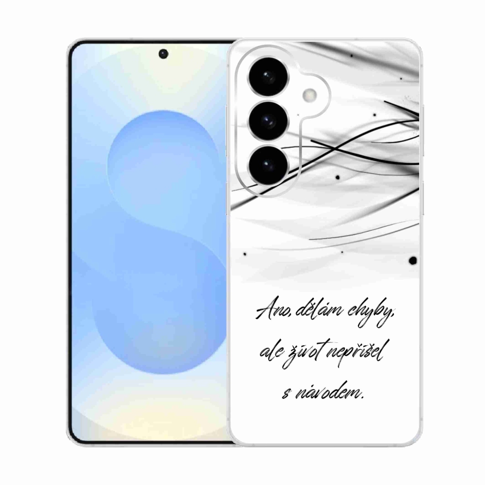 Gélový kryt mmCase na Samsung Galaxy S26 - citát biele pozadie