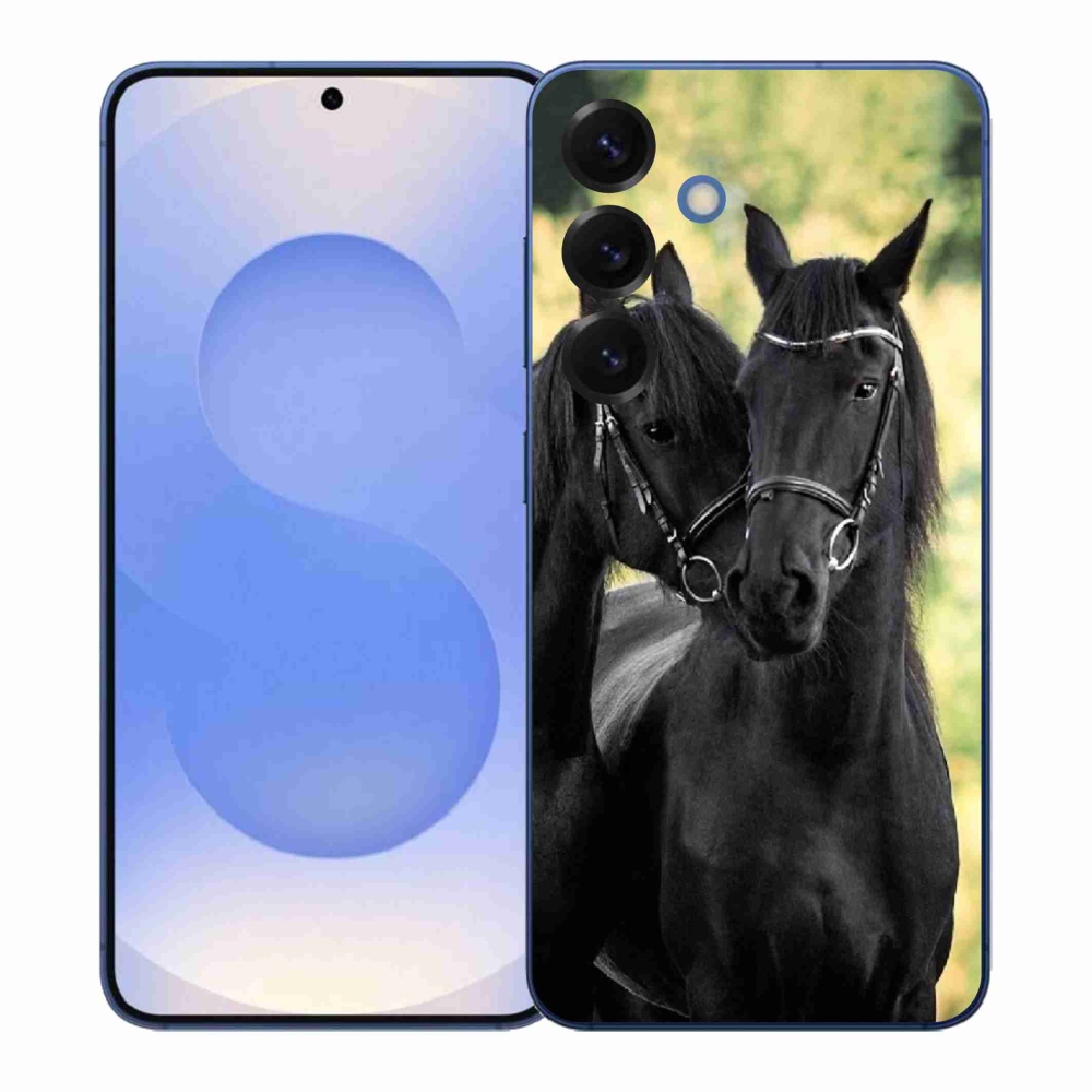 Gélový kryt mmCase na Samsung Galaxy S26+ - dva čierne kone