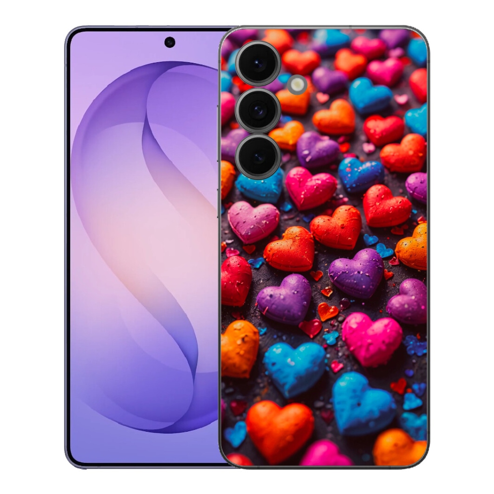 Gélový kryt mmCase na Samsung Galaxy S26 FE - farebné srdcia