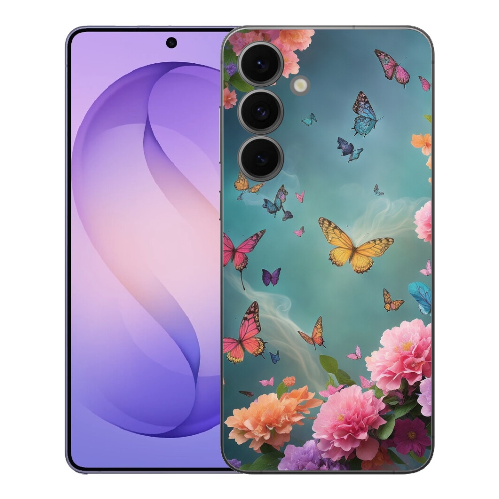 Gélový kryt mmCase na Samsung Galaxy S26 FE - farebné kvety a motýle