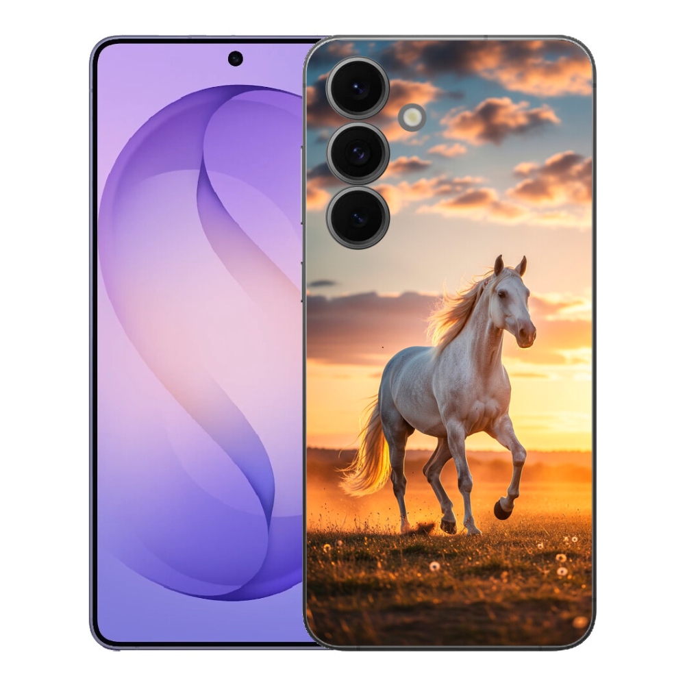 Gélový kryt mmCase na Samsung Galaxy S26 FE - bežiaci biely kôň 2