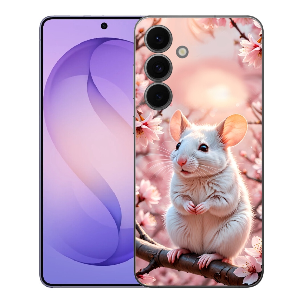Gélový kryt mmCase na Samsung Galaxy S26 FE - biela myš na vetve