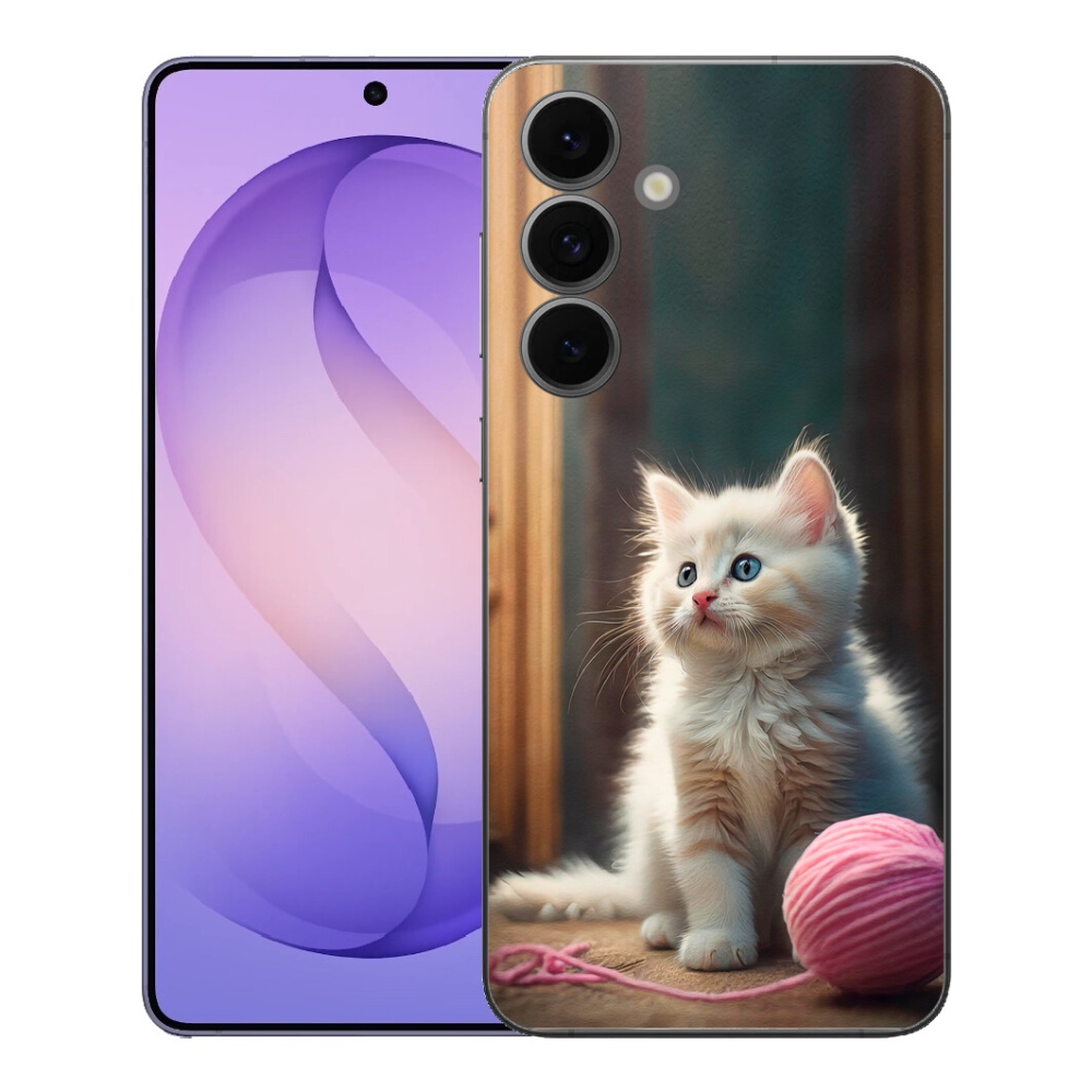Gélový kryt mmCase na Samsung Galaxy S26 FE - biele mačiatko 2