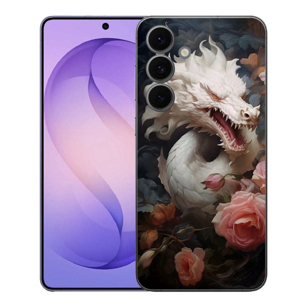 Gélový kryt mmCase na Samsung Galaxy S26 FE - biely drak