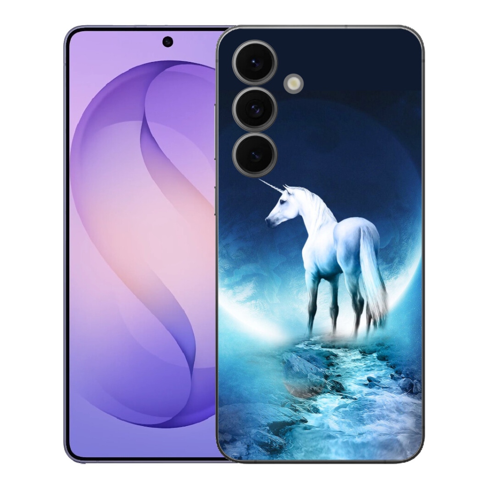 Gélový kryt mmCase na Samsung Galaxy S26 FE - biely jednorožec