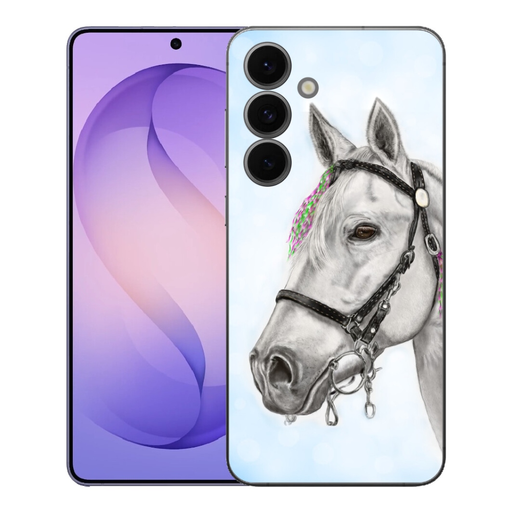 Gélový kryt mmCase na Samsung Galaxy S26 FE - biely kôň 1