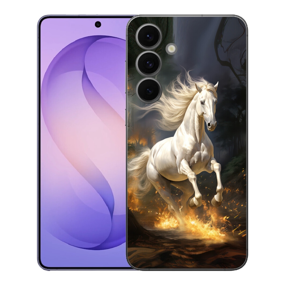 Gélový kryt mmCase na Samsung Galaxy S26 FE - biely kôň 2