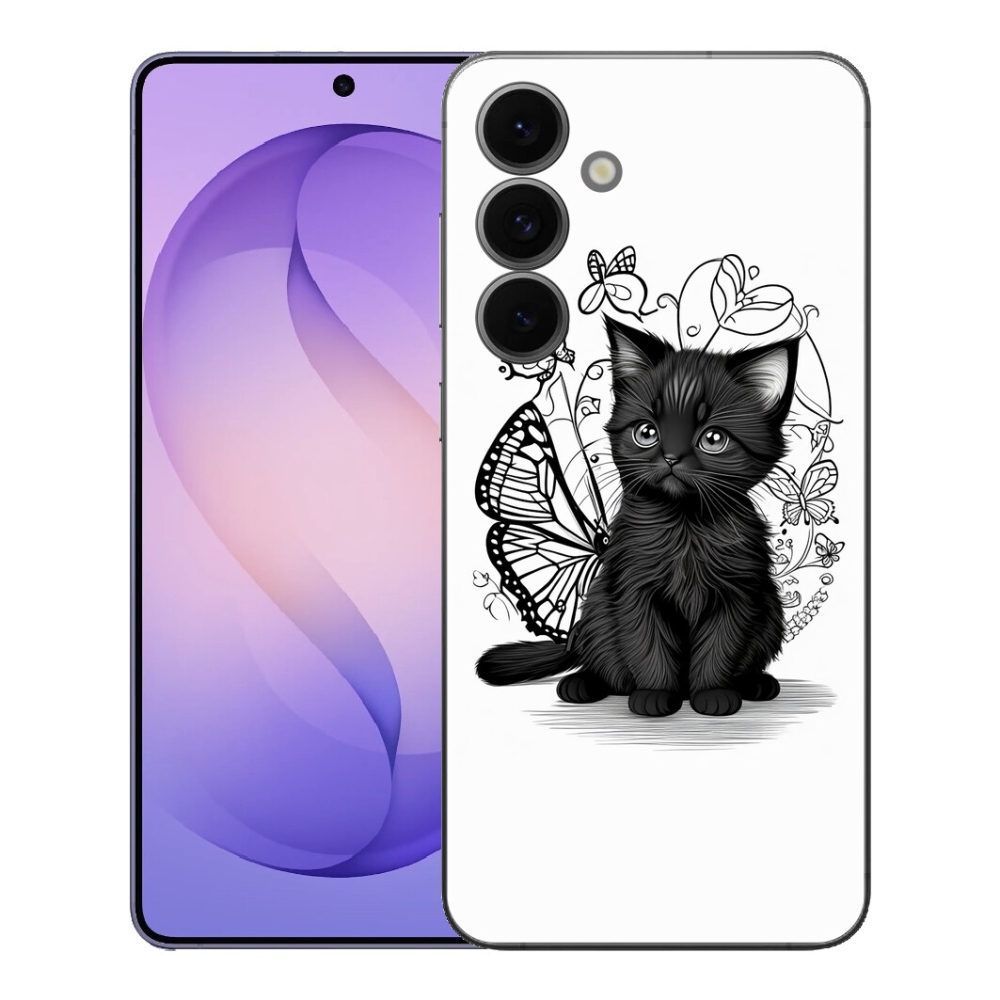 Gélový kryt mmCase na Samsung Galaxy S26 FE - čierne mačiatko