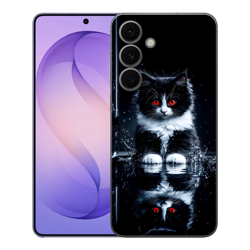 Gélový kryt mmCase na Samsung Galaxy S26 FE - čiernobiele mačiatko