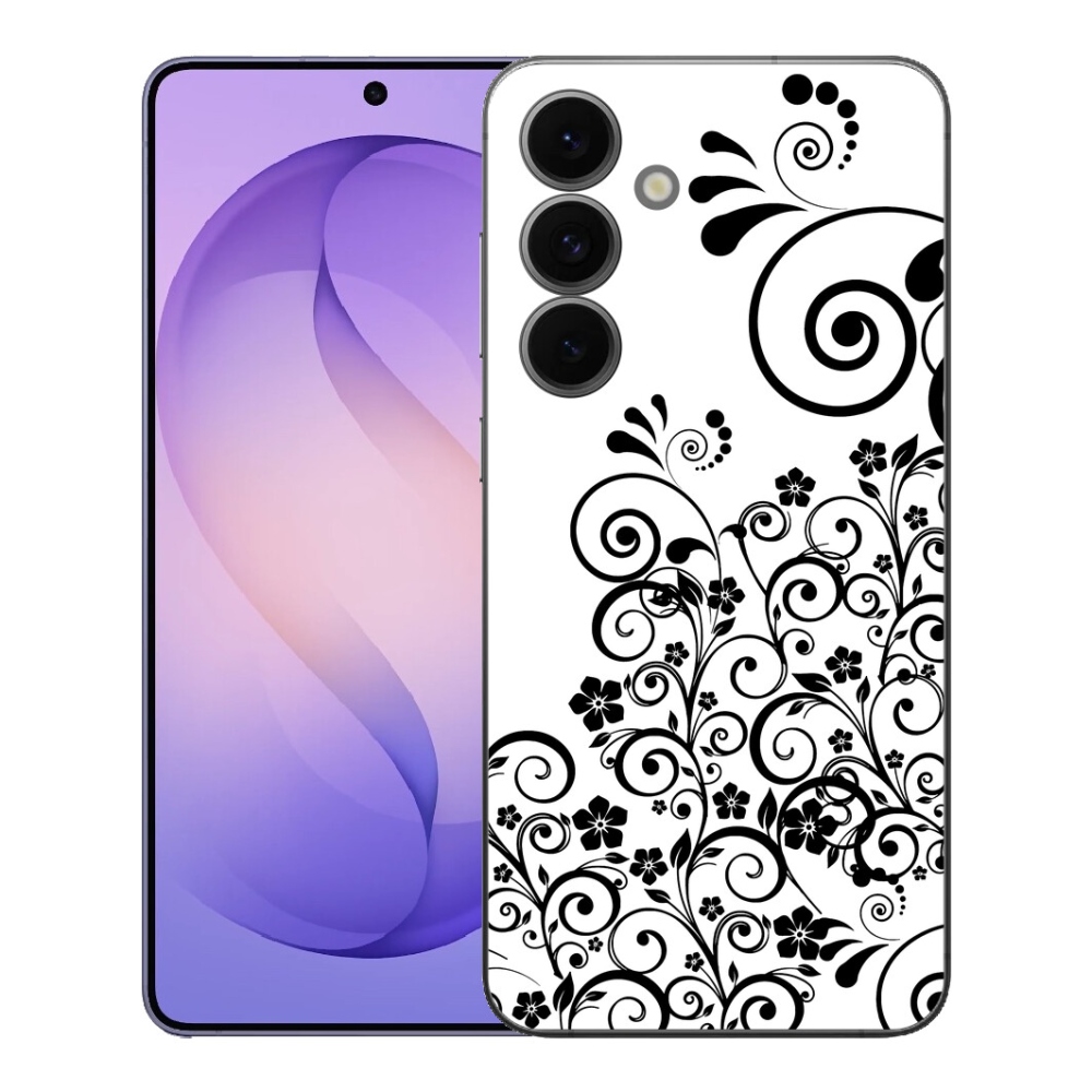 Gélový kryt mmCase na Samsung Galaxy S26 FE - čiernobiele kvetinové vzory