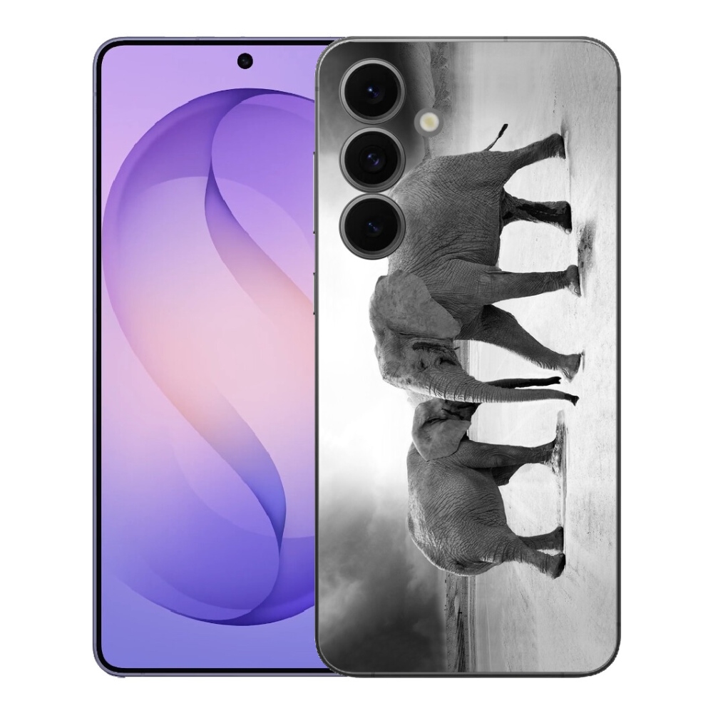Gélový kryt mmCase na Samsung Galaxy S26 FE - čiernobieli slony