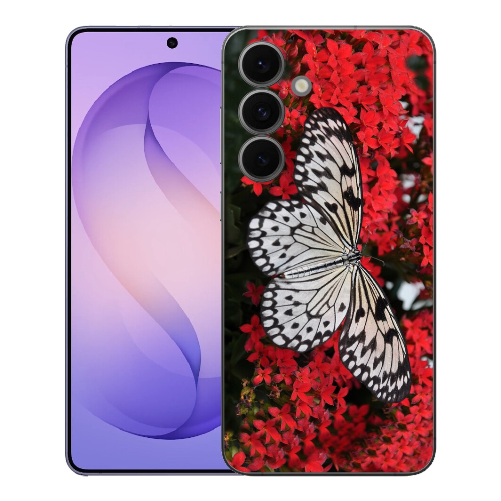 Gélový kryt mmCase na Samsung Galaxy S26 FE - čiernobiely motýľ 1