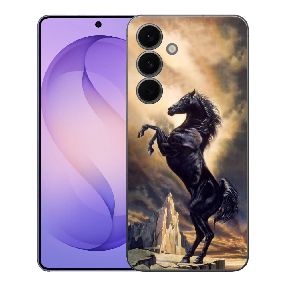 Gélový kryt mmCase na Samsung Galaxy S26 FE - čierny kreslený kôň