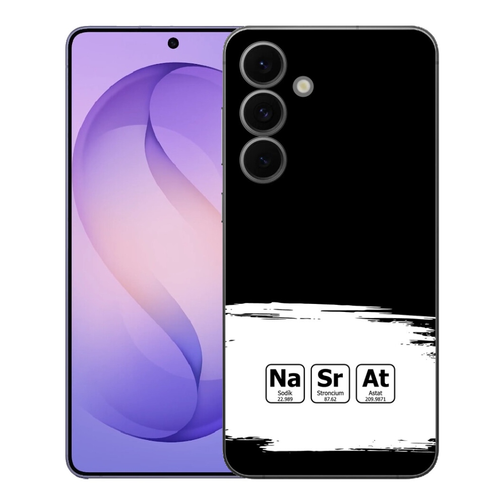 Gélový kryt mmCase na Samsung Galaxy S26 FE - chemické prvky bieločierne pozadie