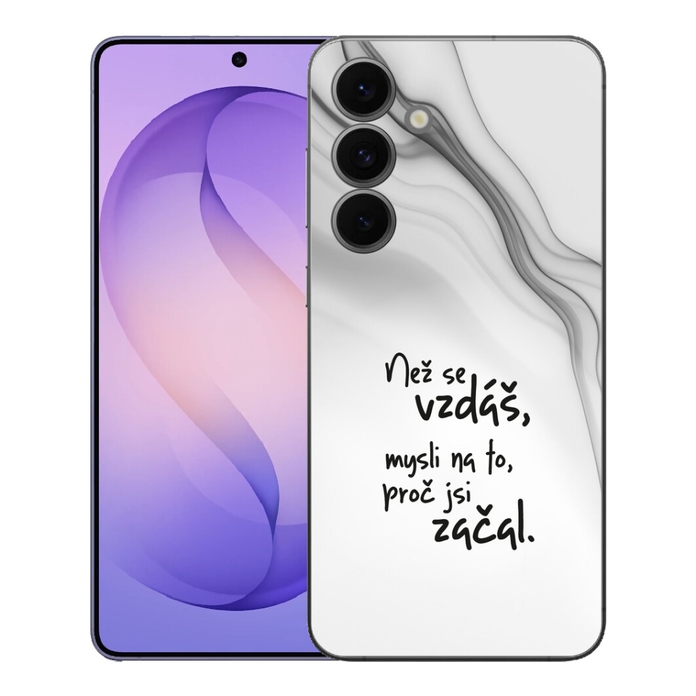 Gélový kryt mmCase na Samsung Galaxy S26 FE - citát 2 biele pozadie