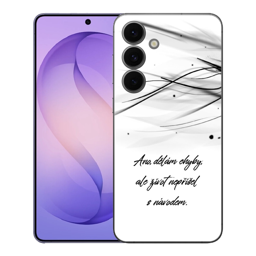 Gélový kryt mmCase na Samsung Galaxy S26 FE - citát biele pozadie