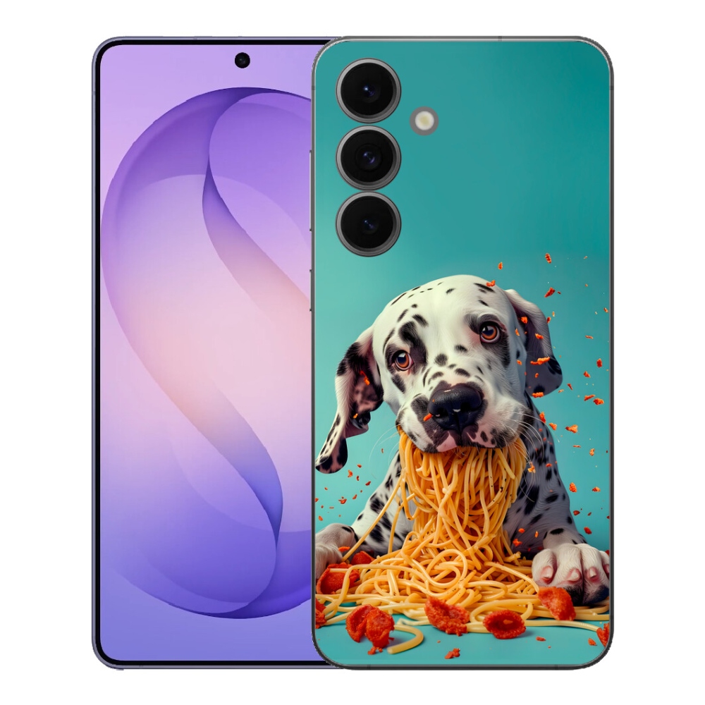 Gélový kryt mmCase na Samsung Galaxy S26 FE - dalmatín a špagety
