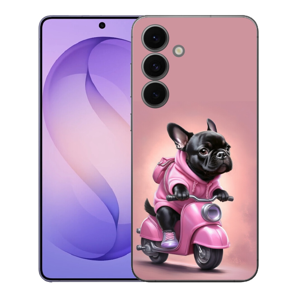 Gélový kryt mmCase na Samsung Galaxy S26 FE - francúzsky buldoček na skútri