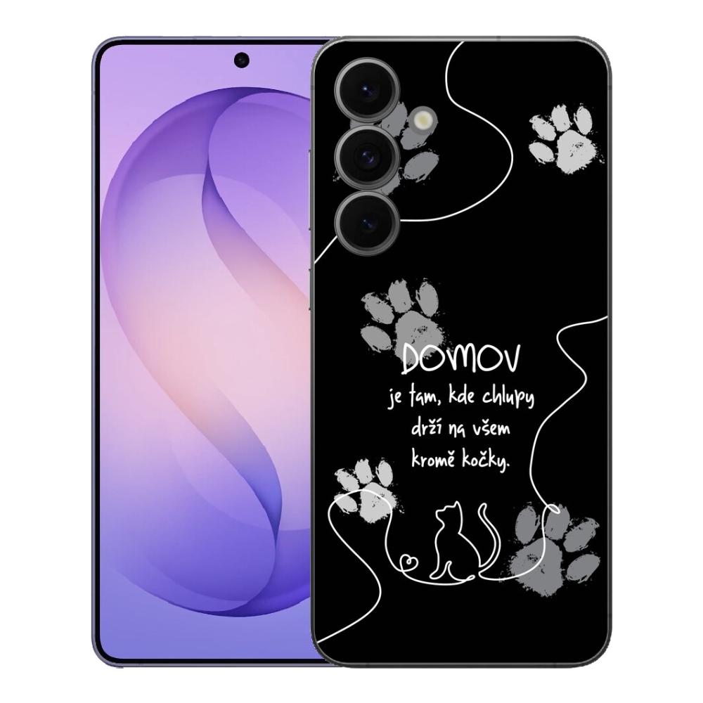 Gélový kryt mmCase na Samsung Galaxy S26 FE - mačacie motív čierne pozadie