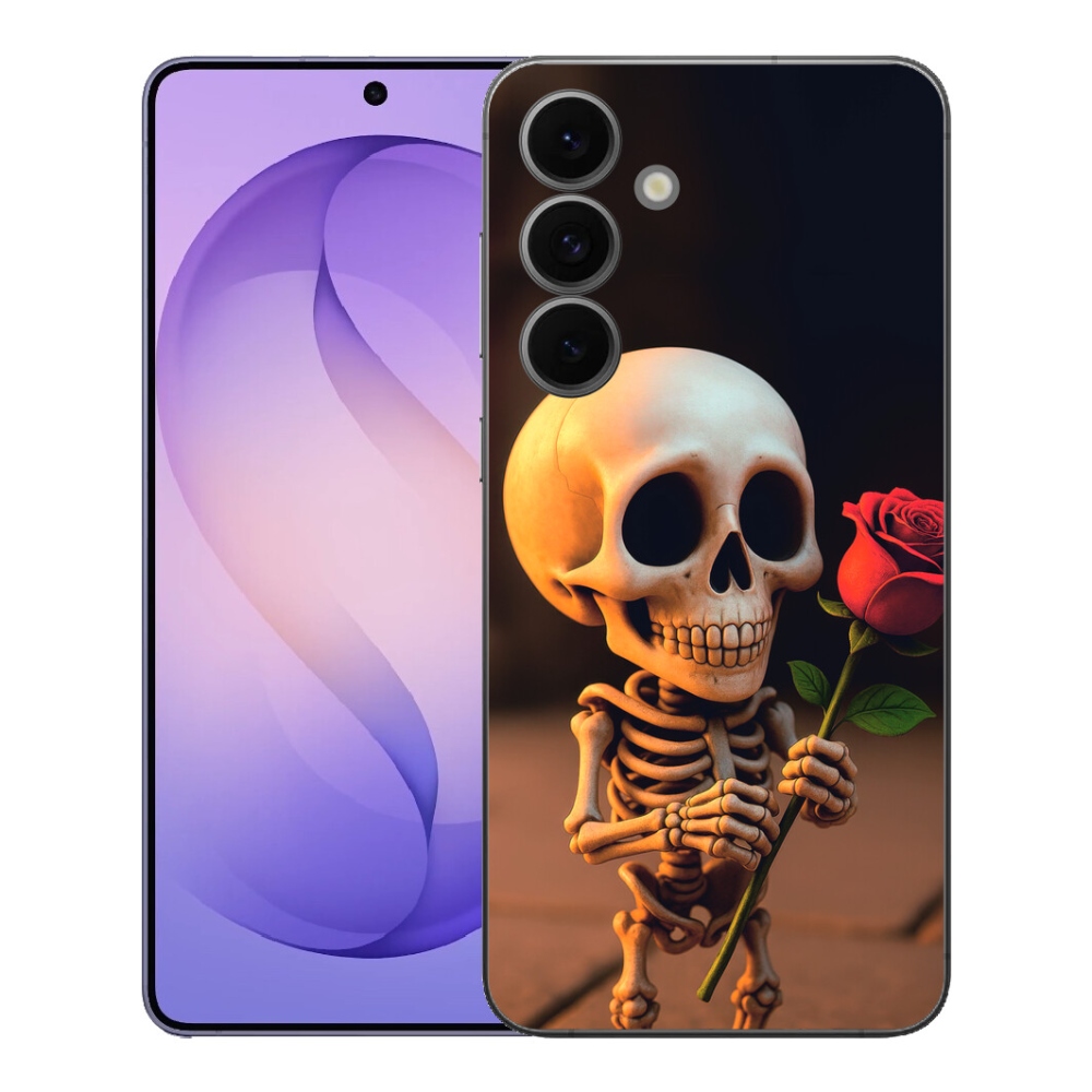 Gélový kryt mmCase na Samsung Galaxy S26 FE - kostlivec s ružou