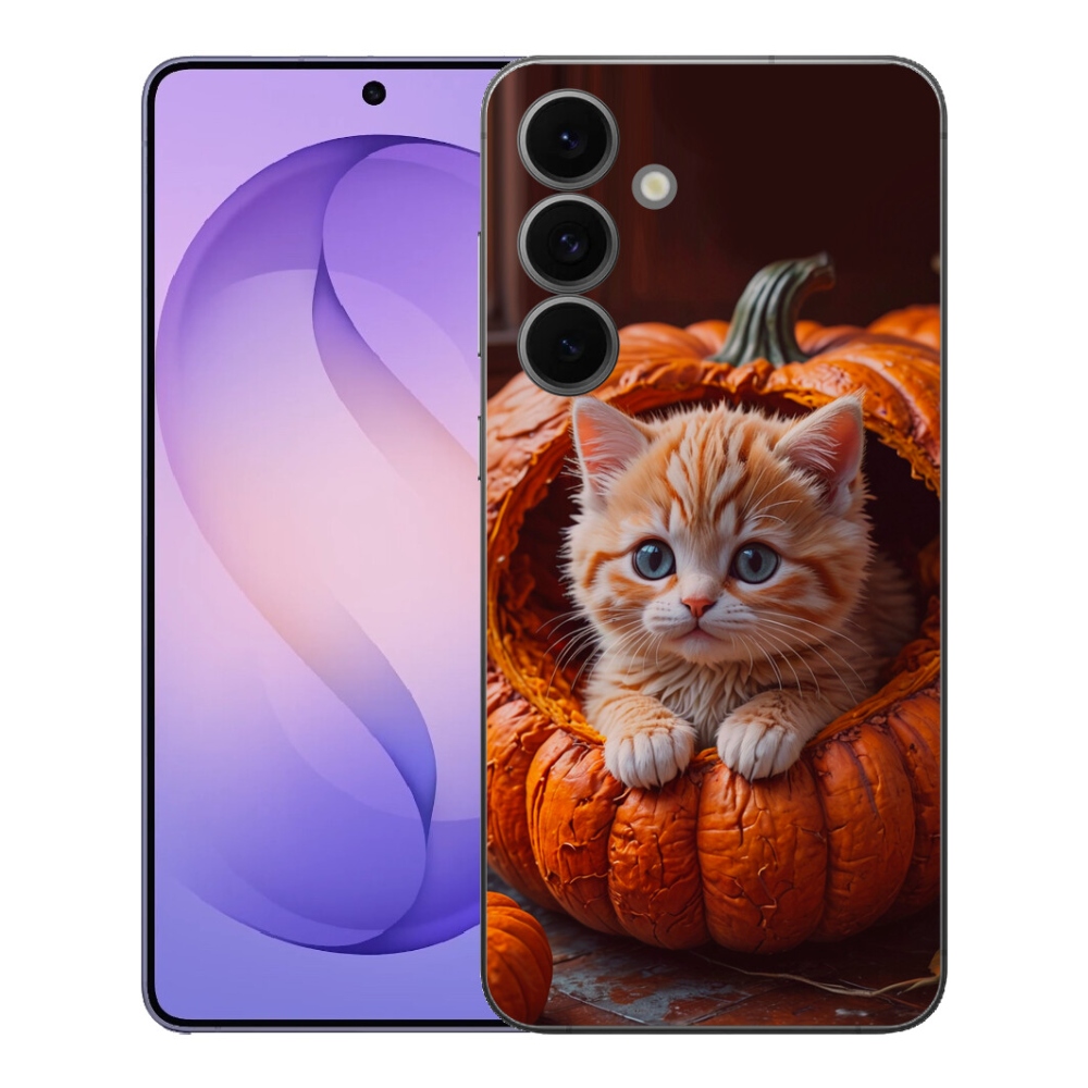 Gélový kryt mmCase na Samsung Galaxy S26 FE - mačiatko a tekvica 2