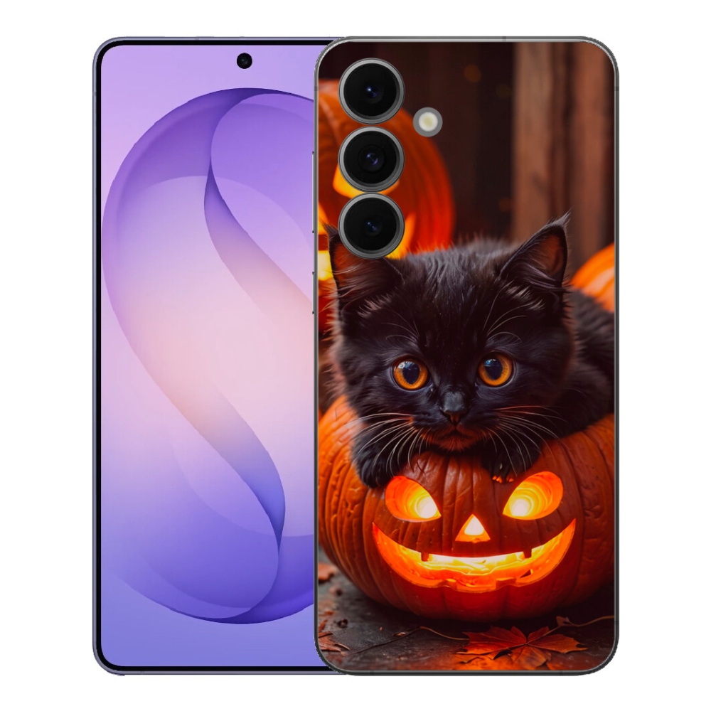 Gélový kryt mmCase na Samsung Galaxy S26 FE - mačiatko a tekvica