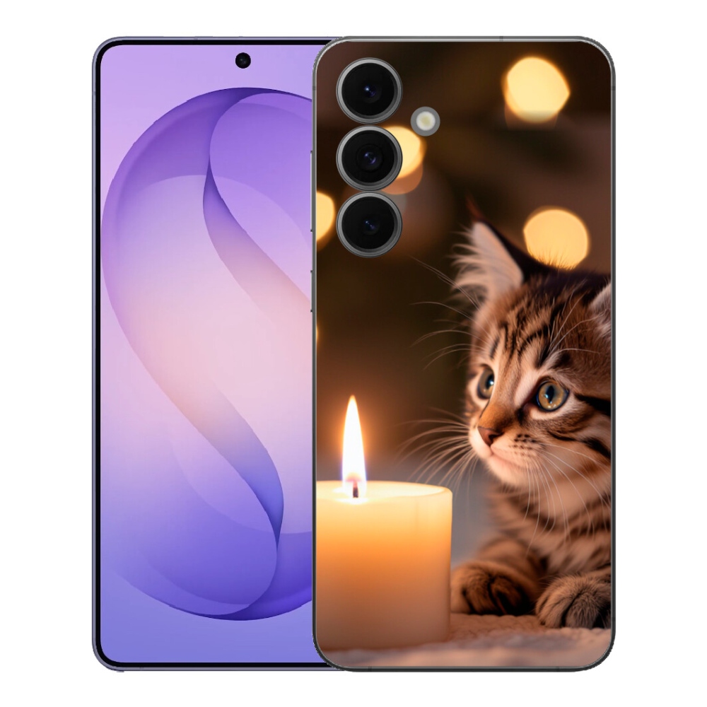 Gélový kryt mmCase na Samsung Galaxy S26 FE - mačiatko a sviečka
