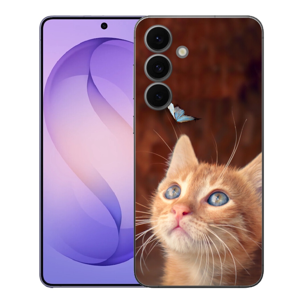 Gélový kryt mmCase na Samsung Galaxy S26 FE - motýľ a mačiatko