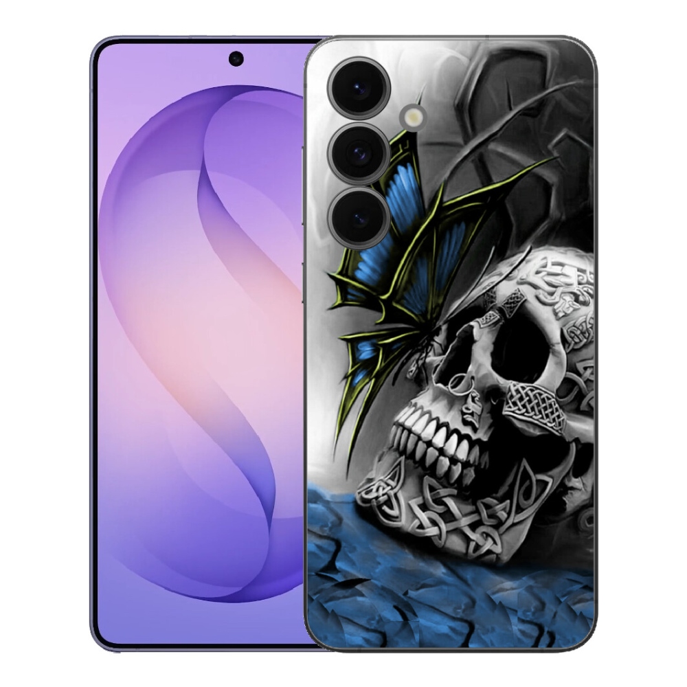 Gélový kryt mmCase na Samsung Galaxy S26 FE - motýľ a lebka