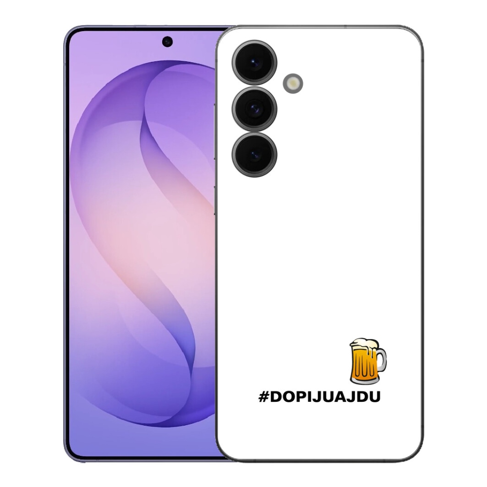Gélový kryt mmCase na Samsung Galaxy S26 FE - pivný motív 1 biele pozadie