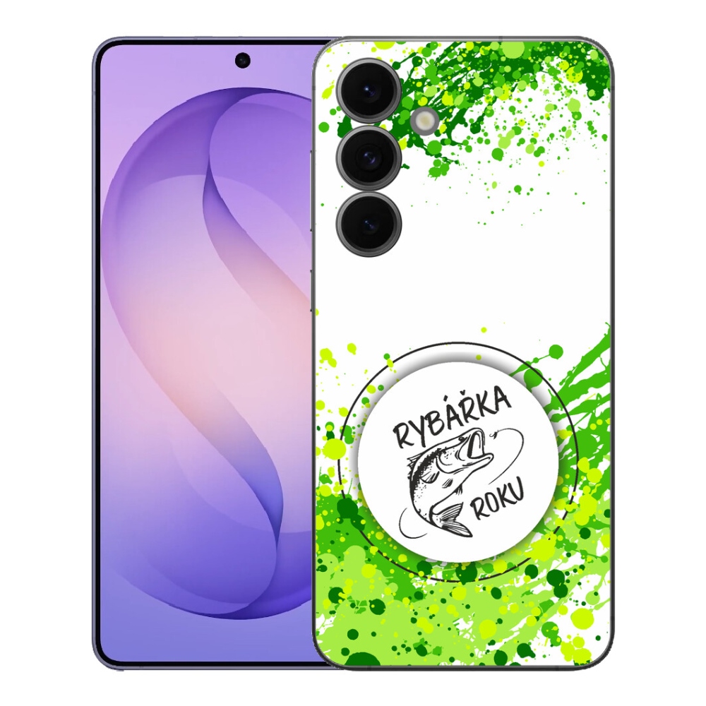 Gélový kryt mmCase na Samsung Galaxy S26 FE - rybárka roku biele pozadie