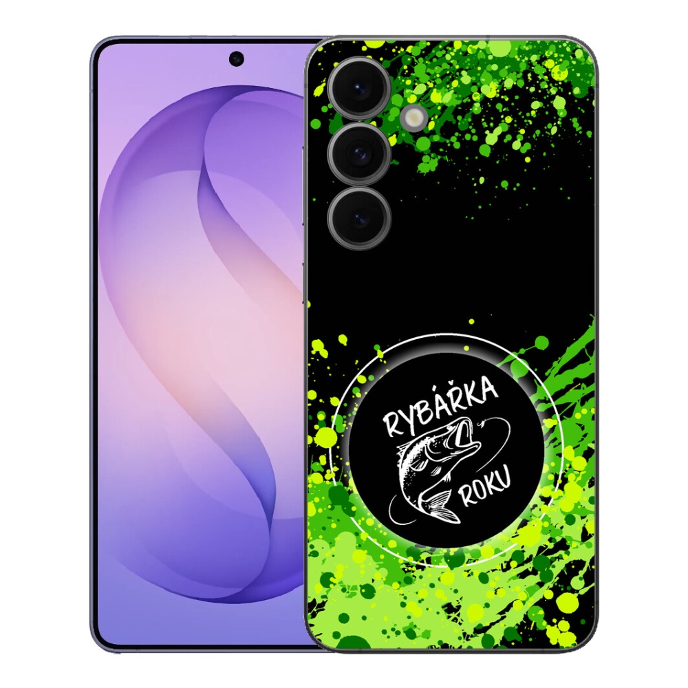 Gélový kryt mmCase na Samsung Galaxy S26 FE - rybárka roku čierne pozadie