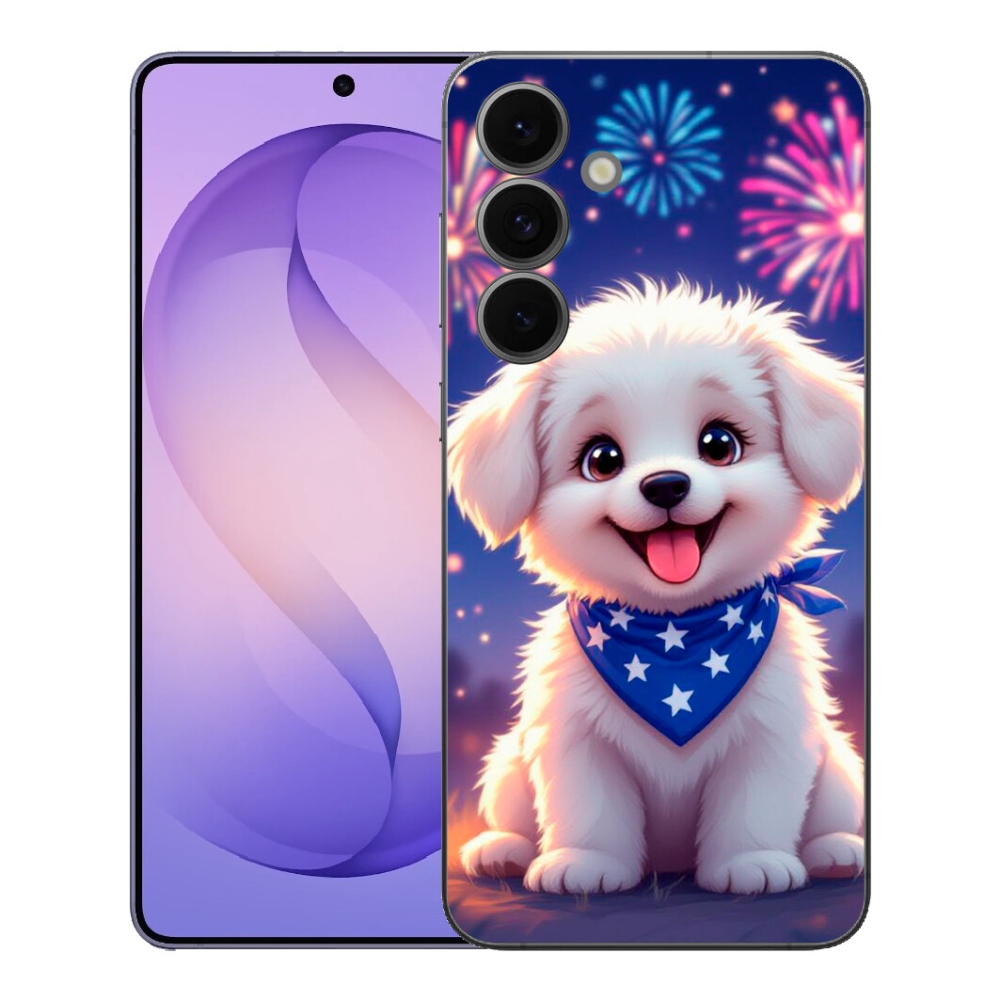 Gélový kryt mmCase na Samsung Galaxy S26 FE - slávnostné šteňa