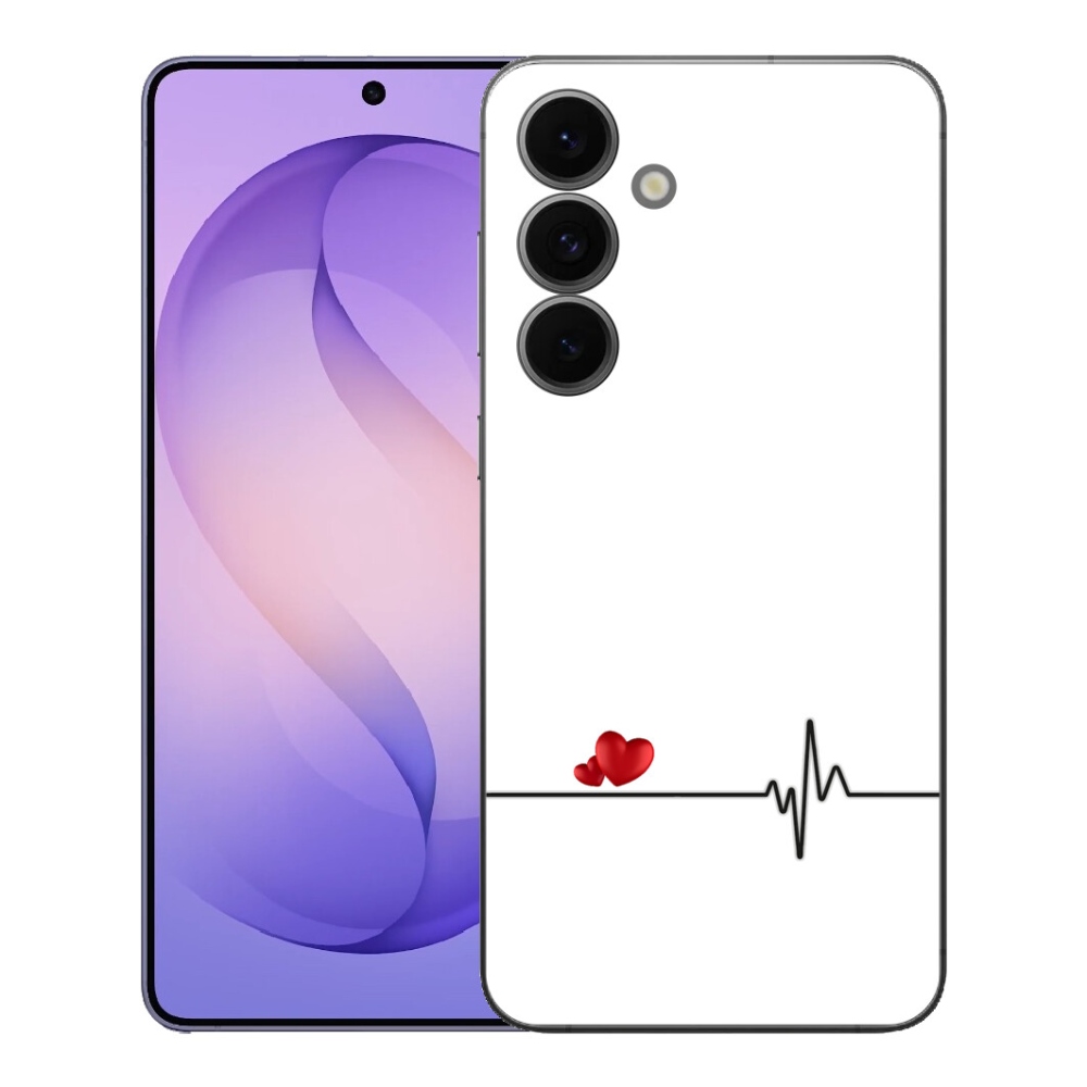 Gélový kryt mmCase na Samsung Galaxy S26 FE - srdce a tep biele pozadie