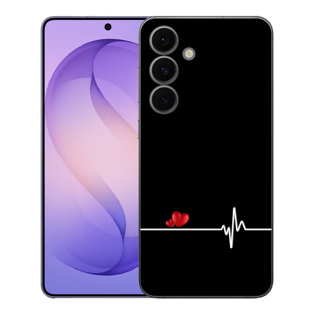 Gélový kryt mmCase na Samsung Galaxy S26 FE - srdce a tep čierne pozadie