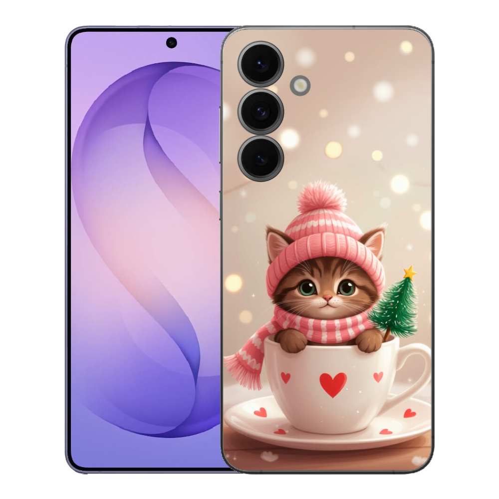 Gélový kryt mmCase na Samsung Galaxy S26 FE - vianočné mačiatko v hrnčeku