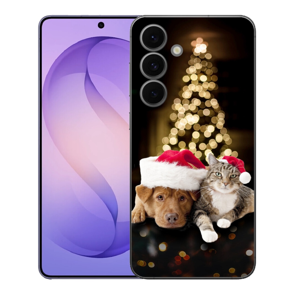 Gélový kryt mmCase na Samsung Galaxy S26 FE - vianočný pes a mačka