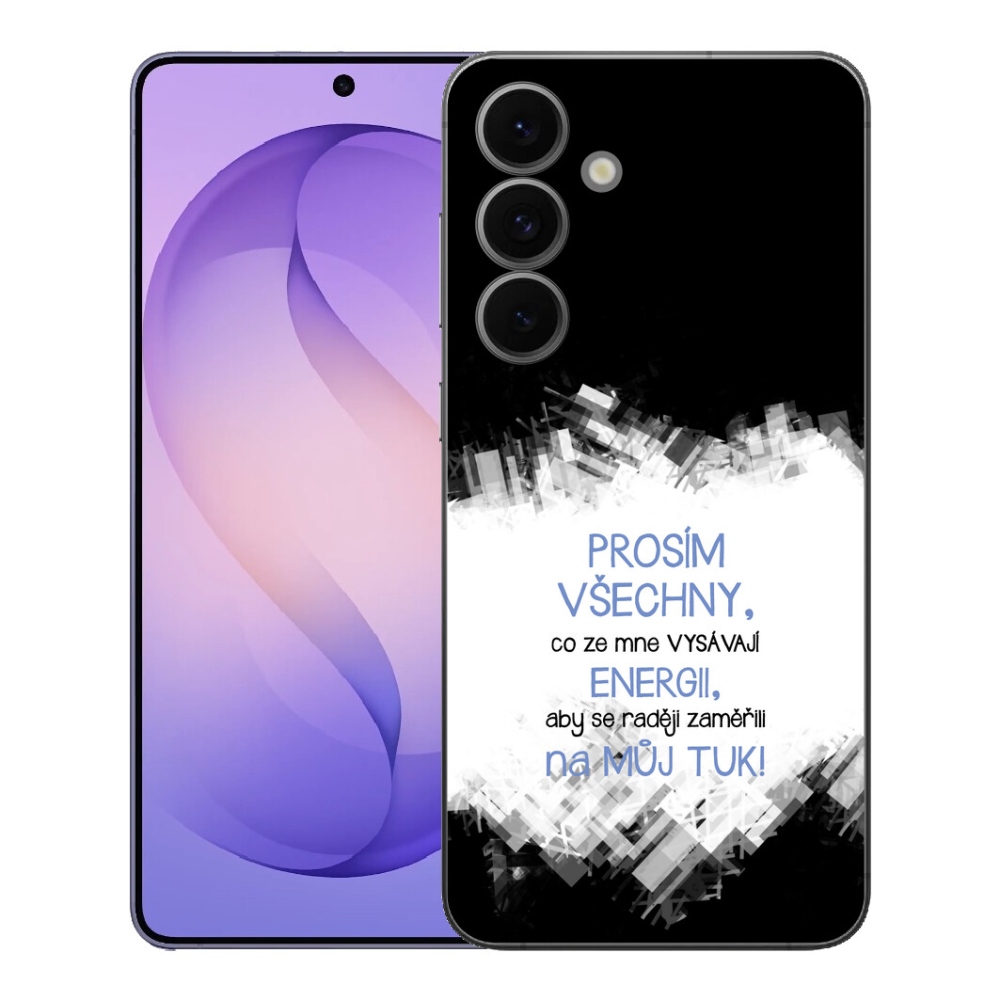 Gélový kryt mmCase na Samsung Galaxy S26 FE - vtipný text 1 modrý