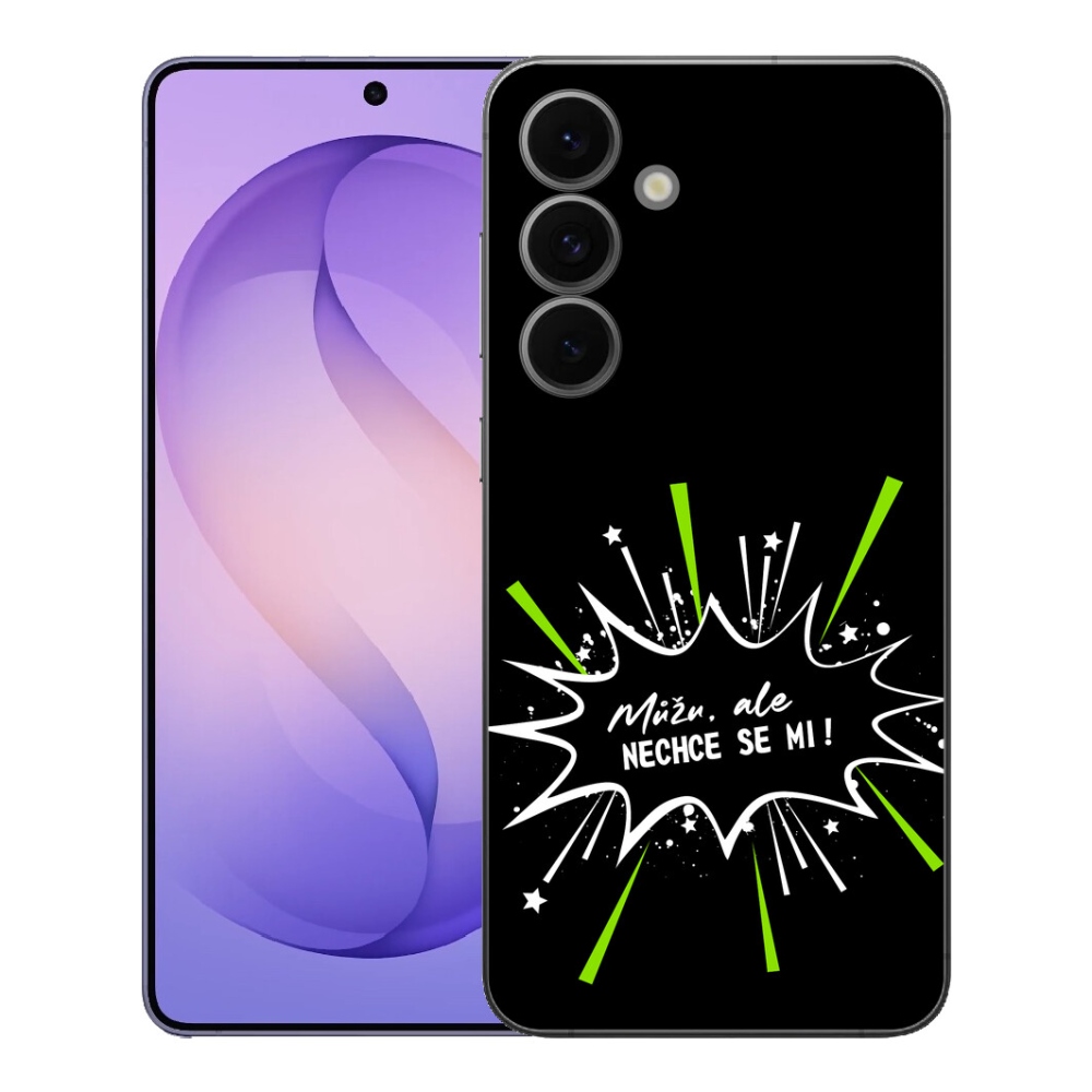 Gélový kryt mmCase na Samsung Galaxy S26 FE - vtipný text 11 čierne pozadie