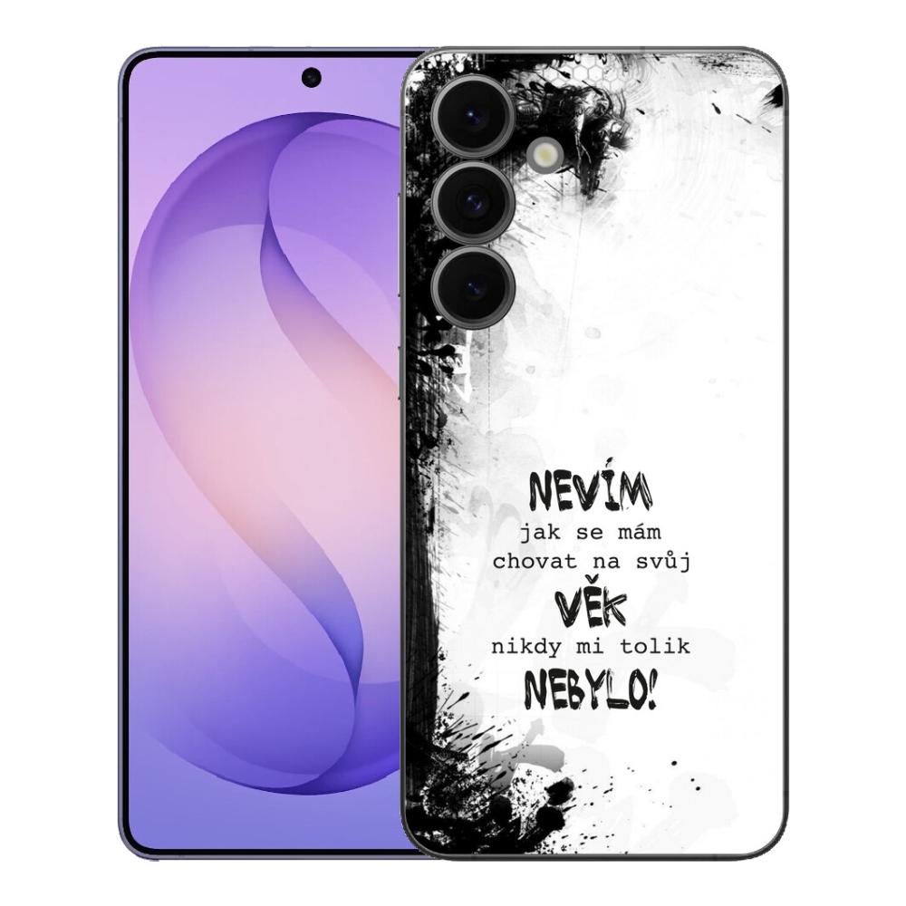 Gélový kryt mmCase na Samsung Galaxy S26 FE - vtipný text 14 biele pozadie