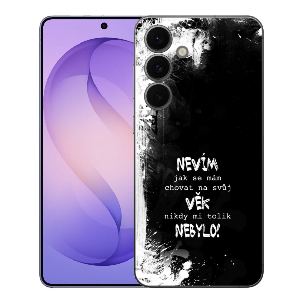 Gélový kryt mmCase na Samsung Galaxy S26 FE - vtipný text 14 čierne pozadie