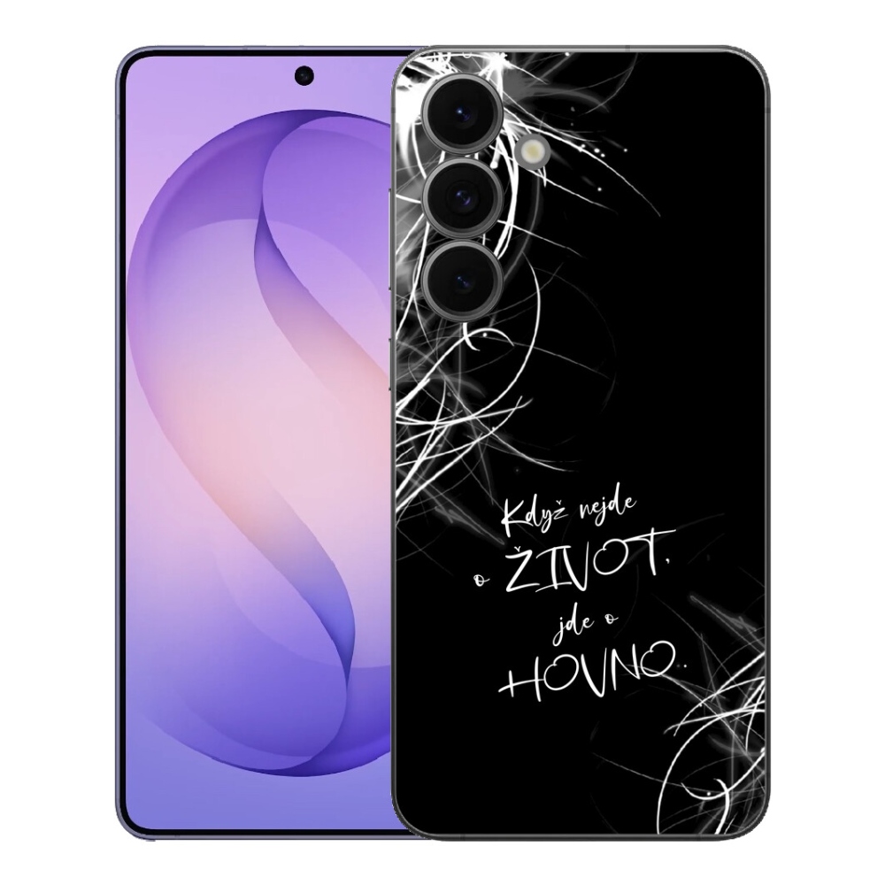 Gélový kryt mmCase na Samsung Galaxy S26 FE - vtipný text 16 čierne pozadie