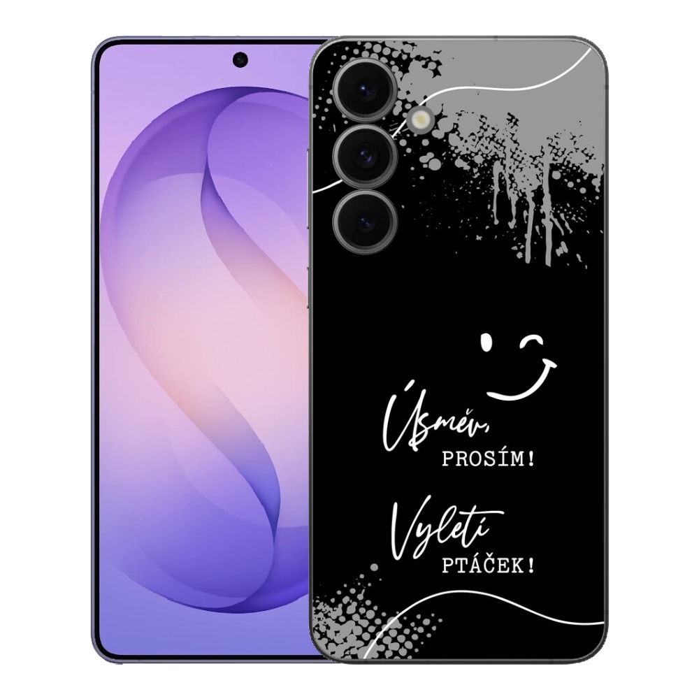Gélový kryt mmCase na Samsung Galaxy S26 FE - vtipný text 4 čierne pozadie